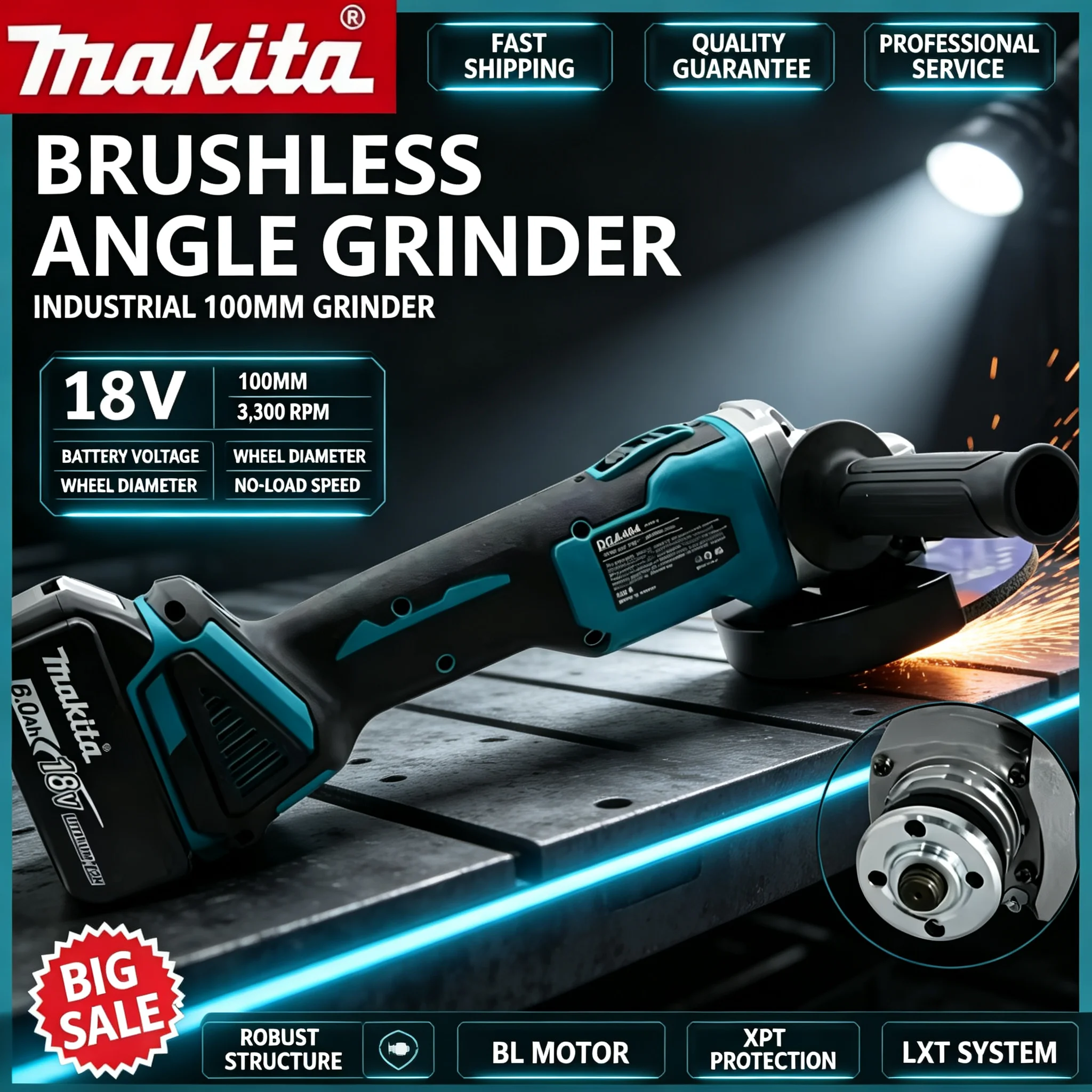 100mm 고출력 마키타 DGA404 무브러시 각도 연 - Brushless Angle Grinder Battery Powered 리뷰 및 가격